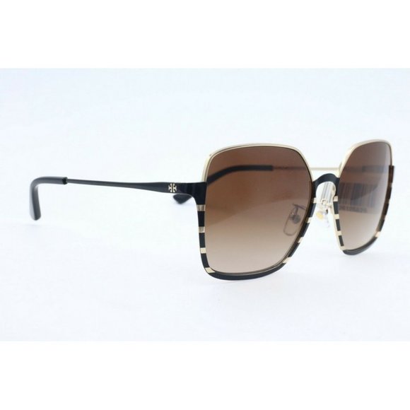 Tory Burch TY 6076 328213 Oversize Black Gold Sunglasses Brown Gradient Lenses - Picture 4 of 7